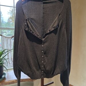Dark Gray Button-Up Cardigan